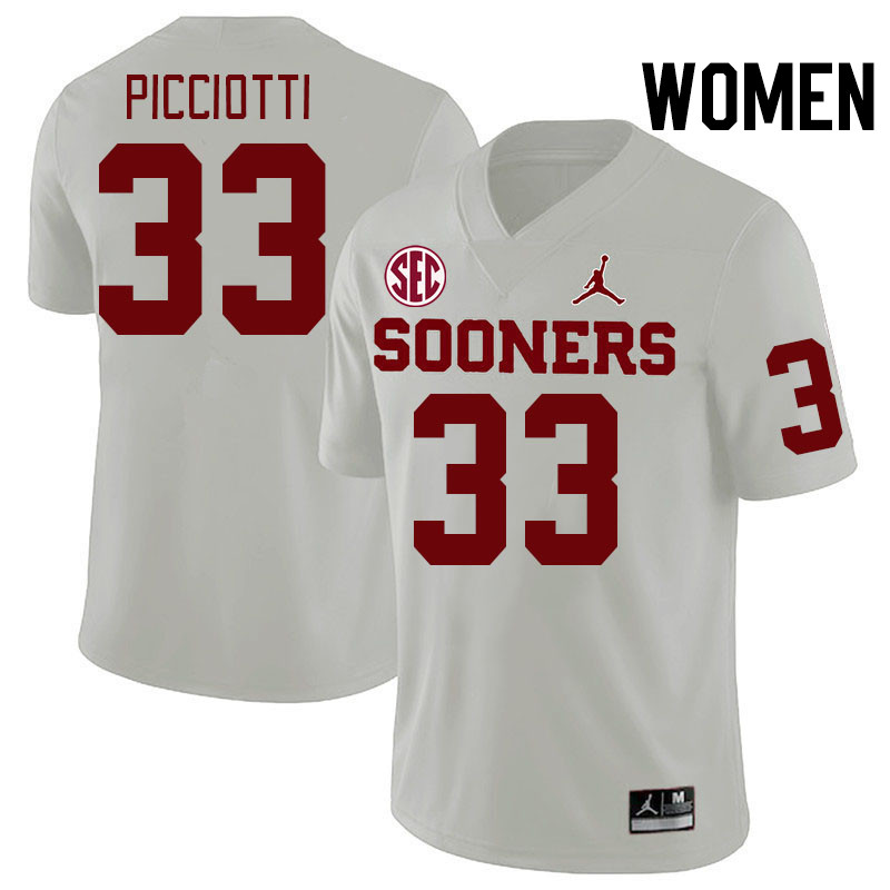 Women #33 Phil Picciotti Oklahoma Sooners 2024 SEC Conference College Football Jerseys-White